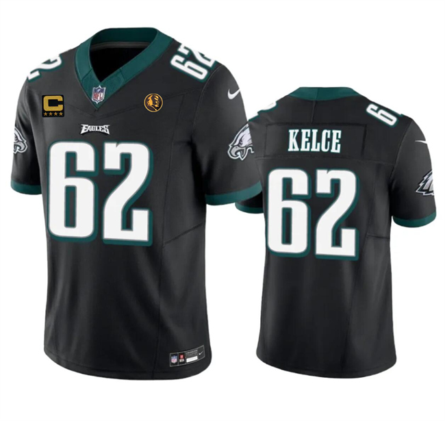 Men's Philadelphia Eagles #62 Jason Kelce Black 2023 F.U.S.E. With 4-star C Patch And John Madden Patch Vapor Limited Football Stitched Jersey